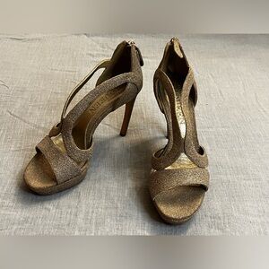 Alexander McQueen Gold Glitter heels